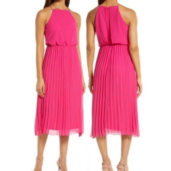NWT Sam Edelman Pleated Pink Maxi Dress - Picture 2 of 16